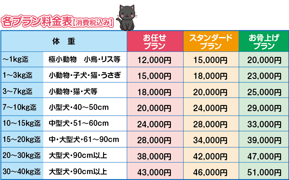 各プラン料金表